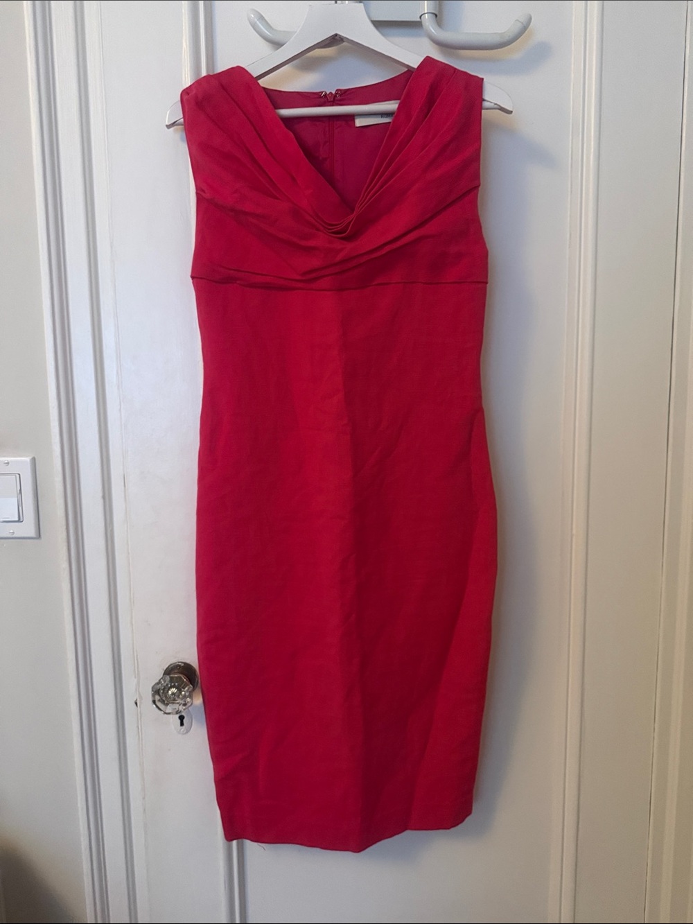 Valentino Fuchsia Draped Cowl-Neck Midi Dress